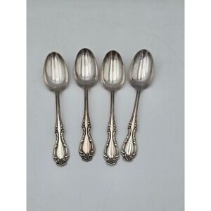 Antique 1835 R Wallace AI Silverplate Teaspoons Joan Set of 4 vintage spoons